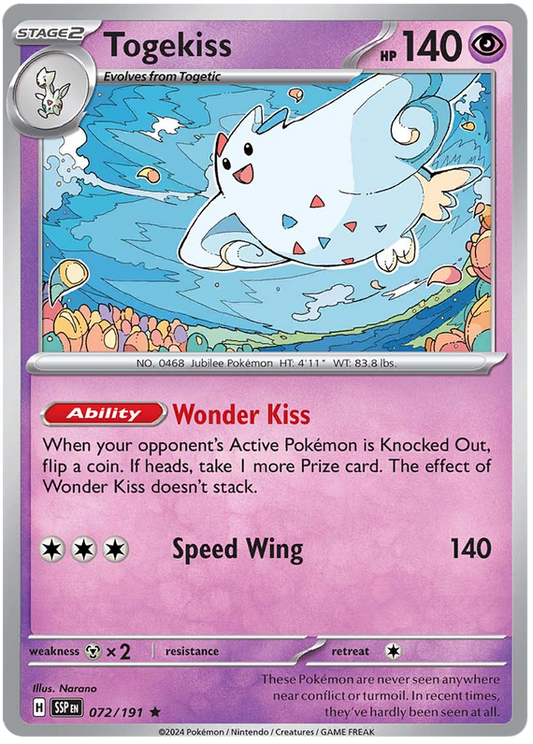 Pokemon Surging Sparks Card List - Togekiss Surging Sparks Rare #072/191