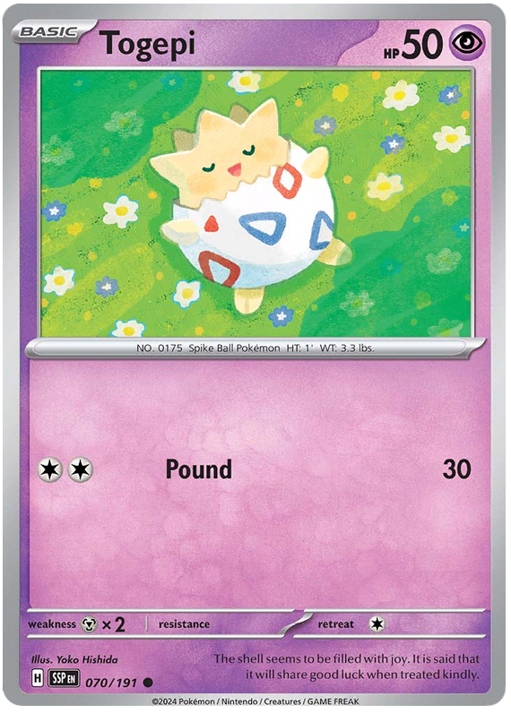 Pokemon Surging Sparks Card List - Togepi Surging Sparks Common #070/191