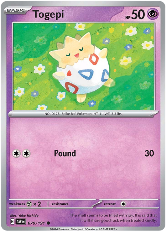 Pokemon Surging Sparks Card List - Togepi Surging Sparks Common #070/191