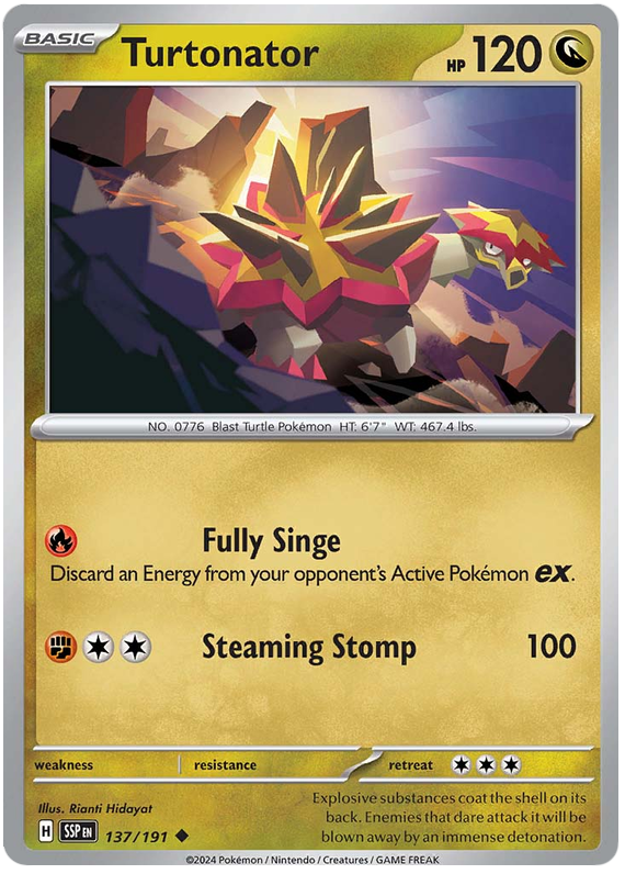 Pokemon Surging Sparks Card List - Turtonator Surging Sparks Uncommon #137/191