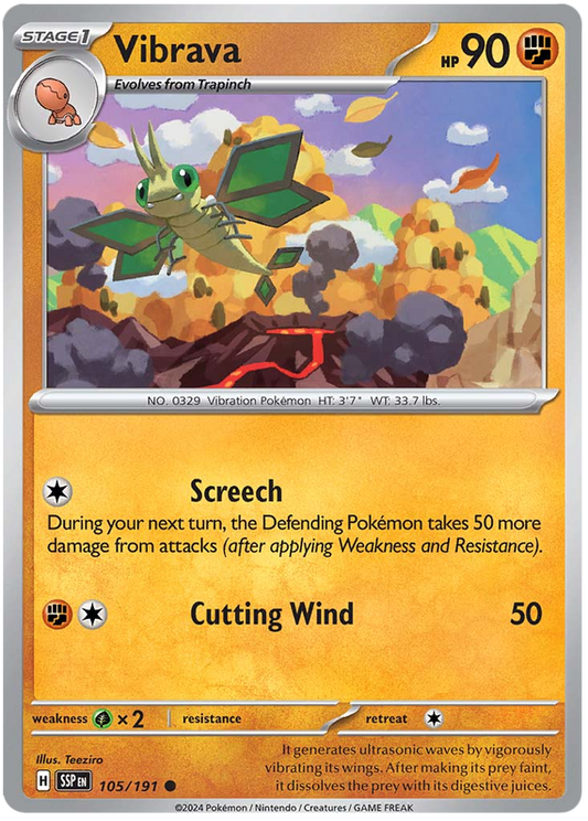 Pokemon Surging Sparks Card List - Vibrava Surging Sparks Common #105/191