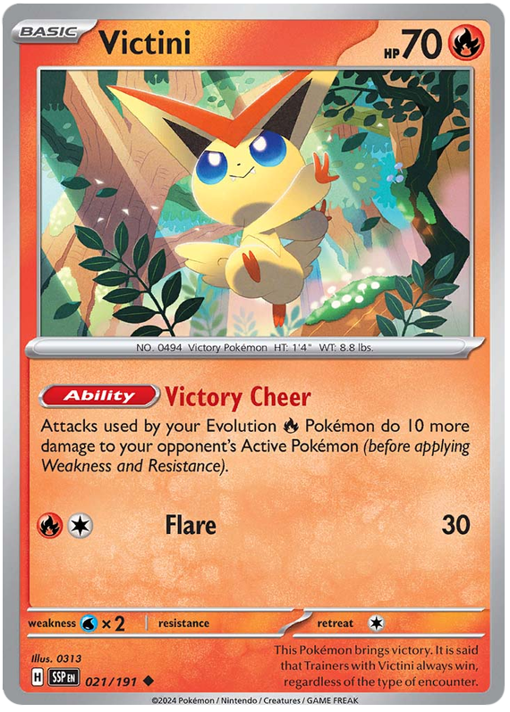 Pokemon Surging Sparks Card List - Victini Surging Sparks Uncommon #021/191