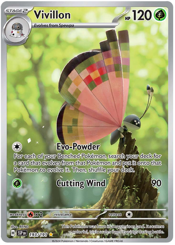 Pokemon Surging Sparks Card List - Vivillon Surging Sparks Illustration Rare #193/191