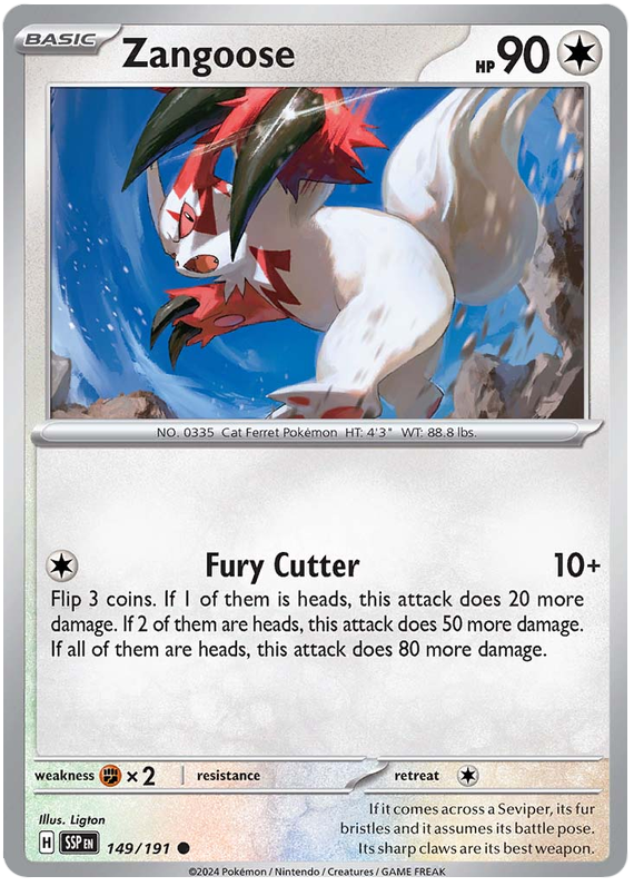 Pokemon Surging Sparks Card List - Zangoose Surging Sparks Common #149/191