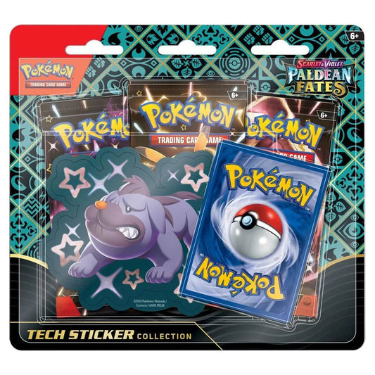 Pokemon TCG: Scarlet & Violet - Paldean Fates Tech Sticker Collection  -  Maschiff (1 Foil Promo Card & 3 Booster Packs)